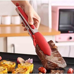 Barbecue Tong With Silicone 25 Cm - Red (Bmk-25) - Thumbnail