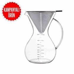 Cam Kahve Demleme Filtreli 1000 Ml (CK-1000) - Thumbnail