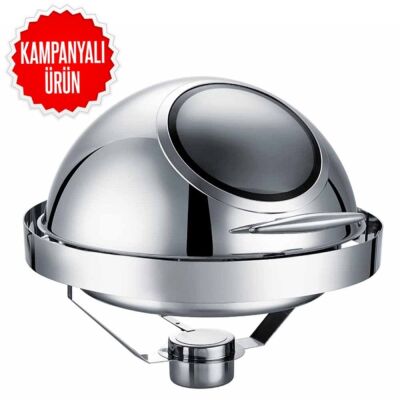 Chafing Dish Roll Top Round Glass 6 L (CDG-6C) - 1