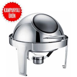 Chafing Dish Roll Top Yuvarlak Camlı 6 L (CDC-6C) - EPINOX