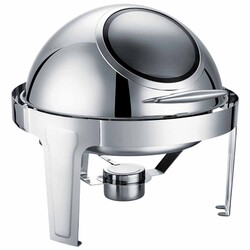 EPİNOX MARKA - Chafing Dish Roll Top Yuvarlak Camlı 6 L (CDC-6C)