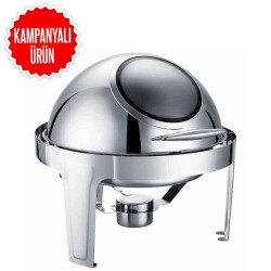 Chafing Dish Roll Top Yuvarlak Camlı 6 L (CDC-6C) - 1