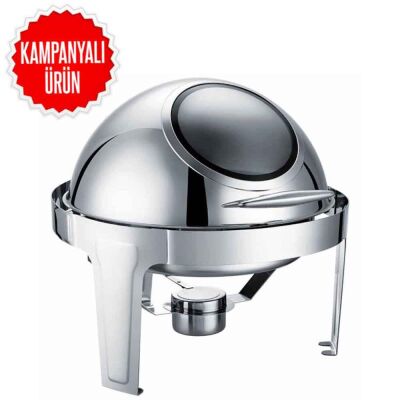 Chafing Dish Roll Top Yuvarlak Camlı 6 L (CDC-6C) - 1