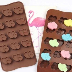 Çikolata Kalıbı - Silikon - İkili Kalp (IKL-14) - Thumbnail