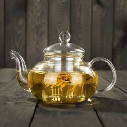 Glass Teapot 600 Ml - Glass Strainer (Cd-600B) - Thumbnail