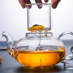 Glass Teapot 600 Ml - Glass Strainer (Cd-600B) - Thumbnail
