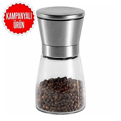Tuz/Biber Değirmeni Çelik Kapak Cam Hazne 13 cm (CSM-130) - 1